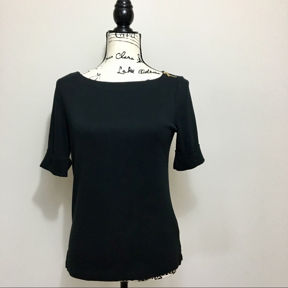 Ralph Lauren soft cotton 1/2 sleeve t-shirt. Black